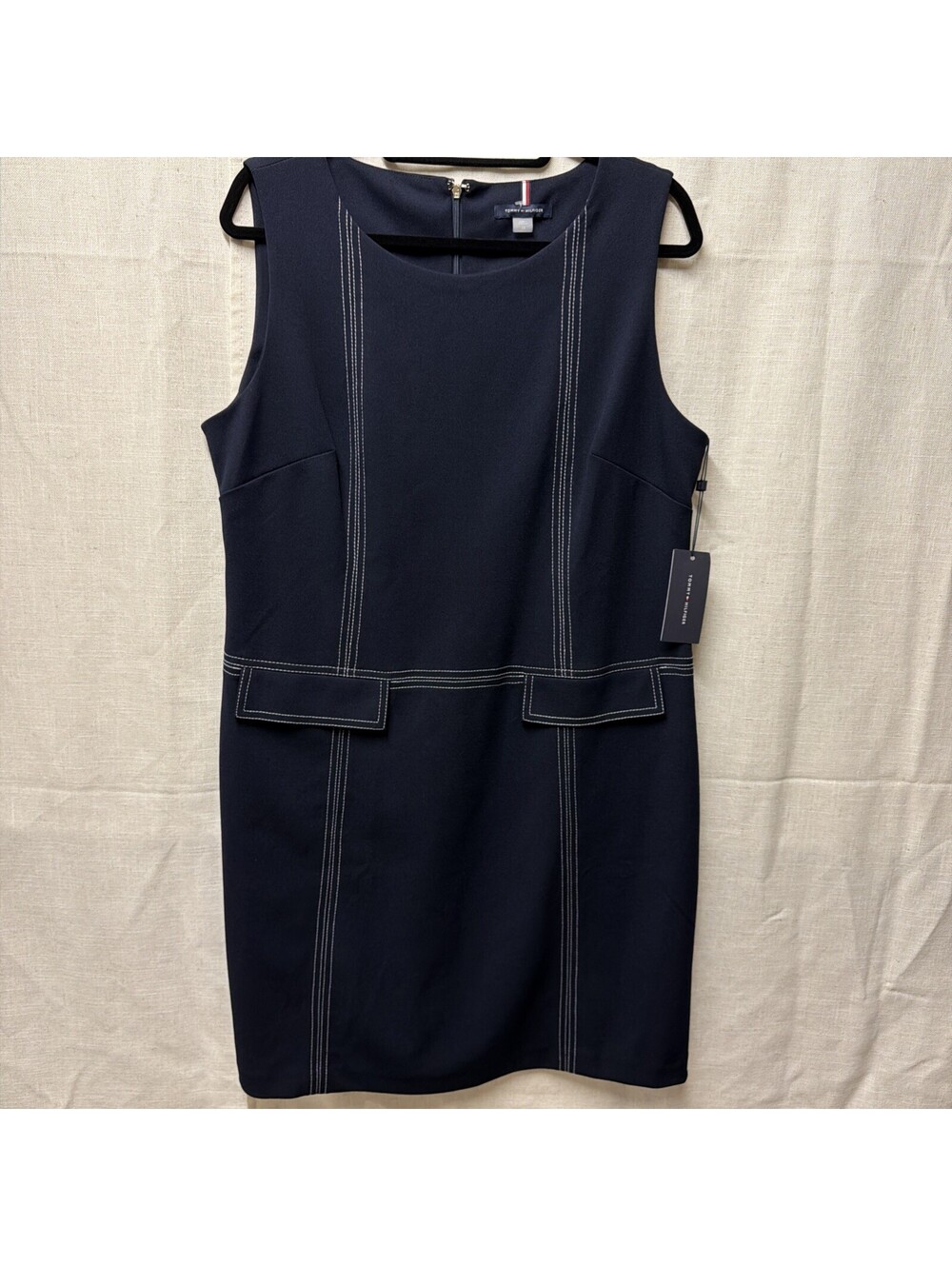 Tommy Hilfiger Womens Blue Sleeveless Sheath Dress Size 14